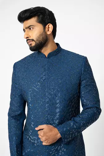 Azure bling achkan set