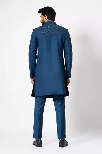 Azure bling achkan set