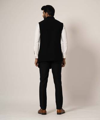 Grease  black double layered nehru jacket 5