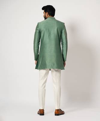 Fern gren floral achkan set 5
