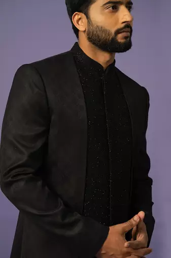 Textured achkan set