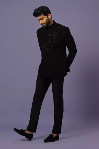 Ink black bandhgala set