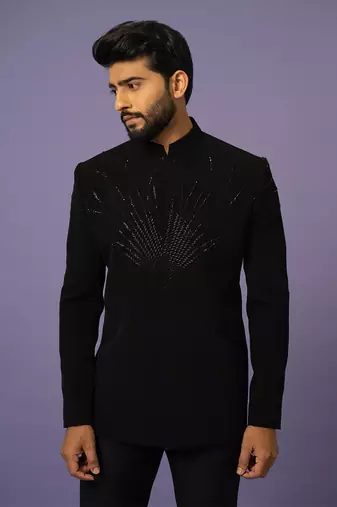 Ink black bandhgala set