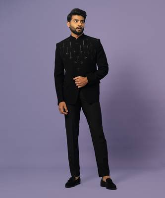 Jet black bandhgala set 1