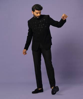 Jet black bandhgala set 2