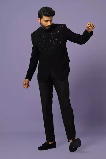 Jet black bandhgala set