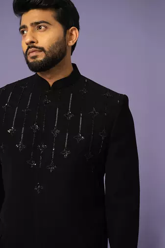 Jet black bandhgala set