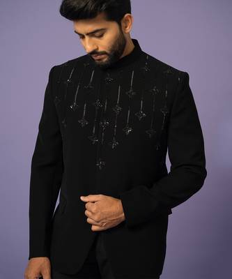 Jet black bandhgala set 4
