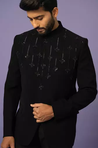 Jet black bandhgala set