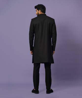 Black pintuck achkan set 5