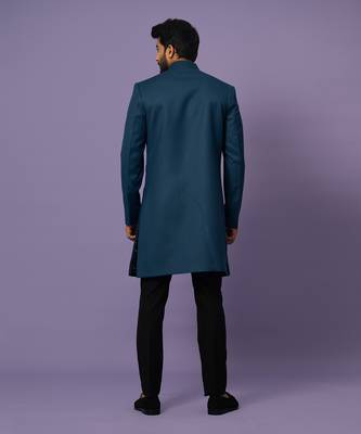 Teal pintucks achkan set 5