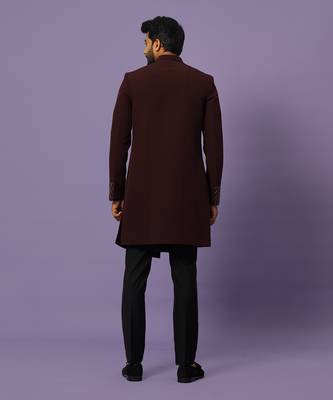 Wine panelled achkan set 5