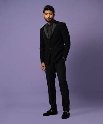 Satin lapel suit set 2