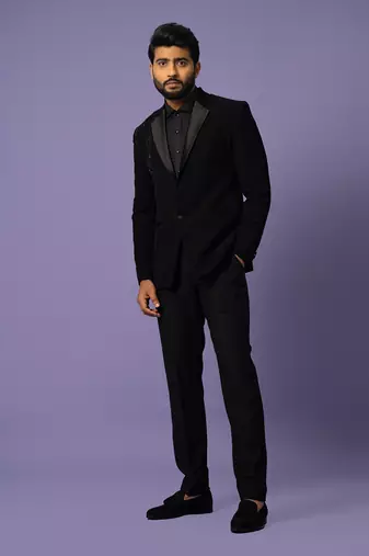 Satin lapel suit set
