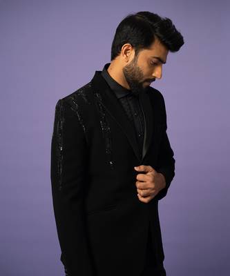 Satin lapel suit set 3