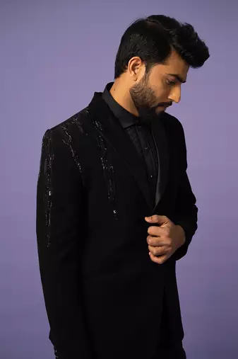 Satin lapel suit set