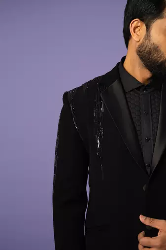 Satin lapel suit set