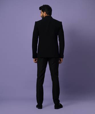 Coal black pintucks suit set 5