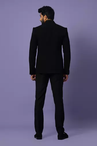Coal black pintucks suit set