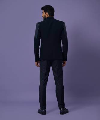 Navy shiny strips suit set 5