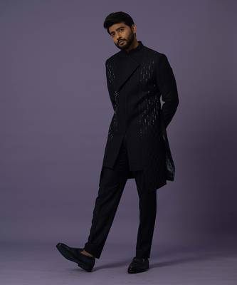 Indigo high low achkan 1