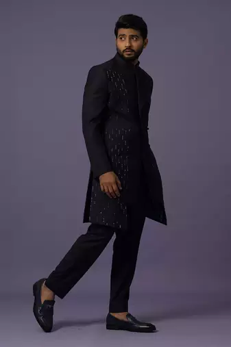 Indigo high low achkan