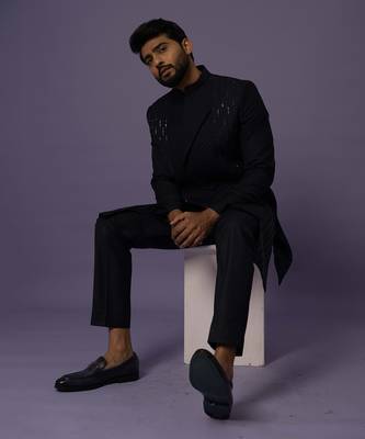 Indigo high low achkan 3