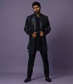 Murky blue layered open jacket