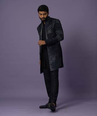 Murky blue layered open jacket 2