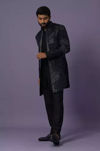 Murky blue layered open jacket