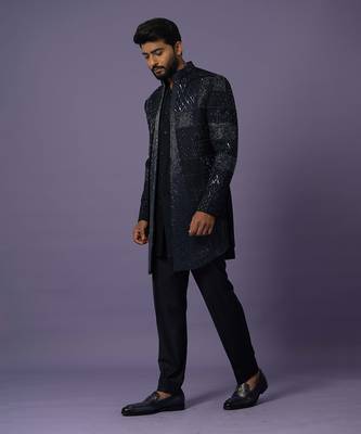 Murky blue layered open jacket 3