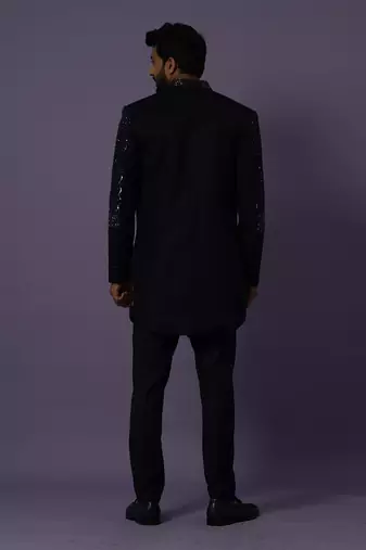 Murky blue layered open jacket