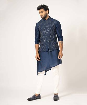 Asymmetric kurta & nehru jacket set 1