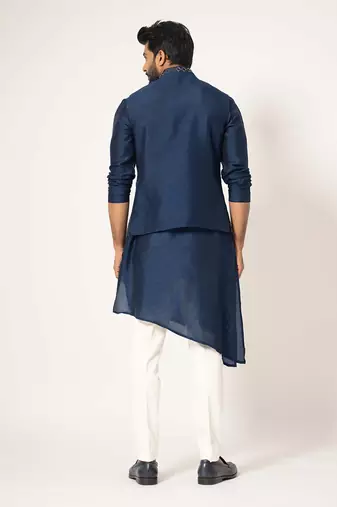 Asymmetric kurta & nehru jacket set