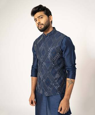 Indigo diagonal nehru jackert 4
