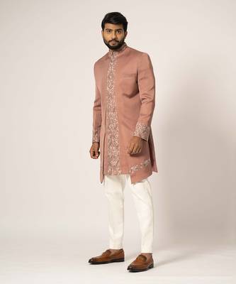 Dusty rose achkan 1