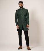 Pitch green overlapped achkan