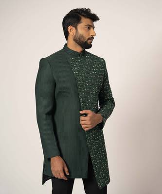 Pitch green overlapped achkan 4