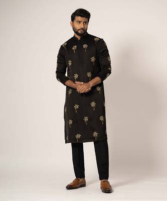 Black tropical kurta set 1