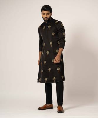 Black tropical kurta set 2