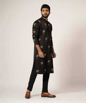 Black tropical kurta set 3