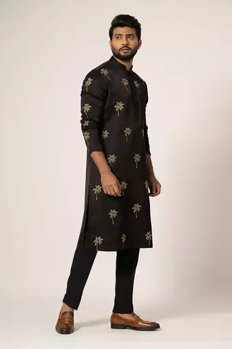 Black tropical kurta set