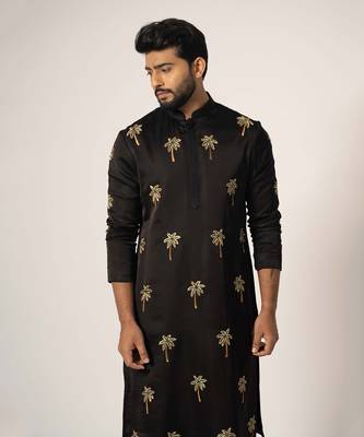 Black tropical kurta set 4