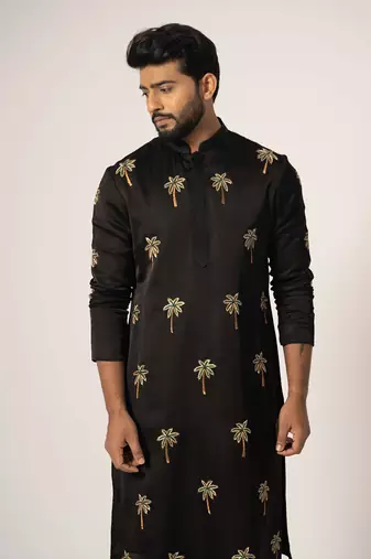 Black tropical kurta set