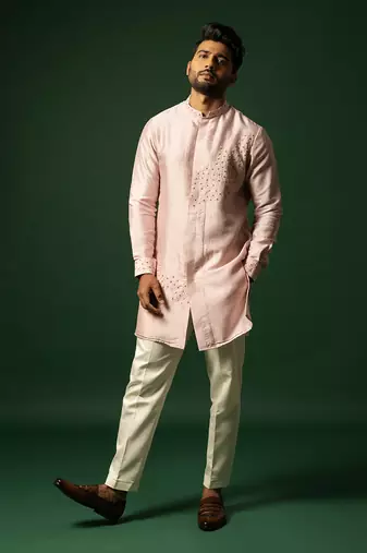 Pink embroidered kurta set