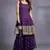 PURPLE  SHARARA SET AND MATCHING KURTA TOP WITH GOLD BUTIS, EMBROIDERED AND A MATCHING DUPATTA.