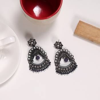 Gray color antique earrings 2