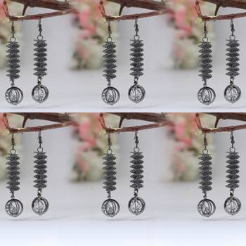Black color antique earrings combo of 6 pairs 1