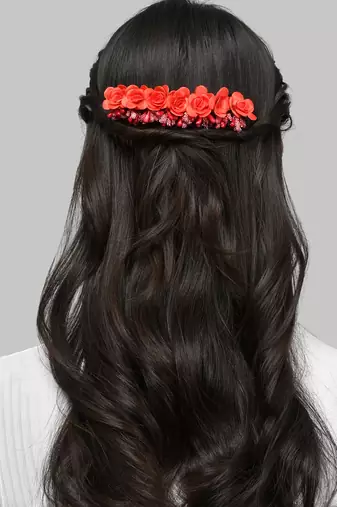 Red floral handcrafed hair accessory