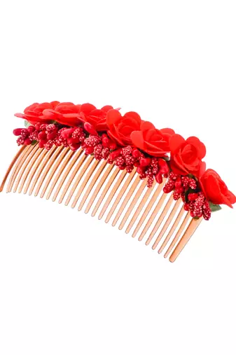 Red floral handcrafed hair accessory